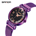 SANDA 1001 Women Fashion Quartz Mesh Strap Watches Charm Ladies Stainless Steel Dress Bracelet Wristwatch